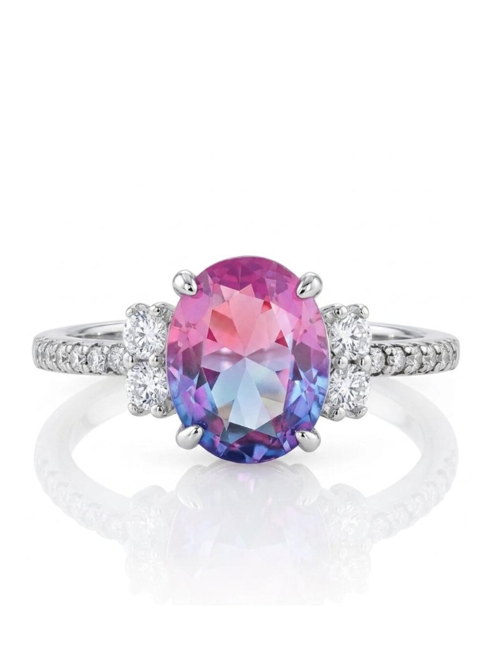 Pink Purple tourmarine Oval Cut Ring, solid 925 Sterling Silver Charmed Aroma